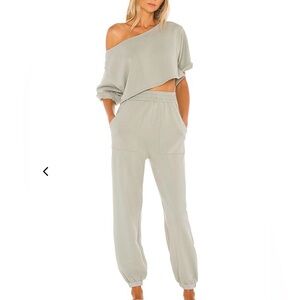 Lovers + Friends Pocket Jogger Set: Off-Shoulder Top and Joggers - Size M